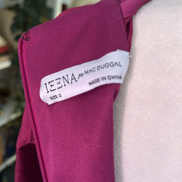 Mac Duggal Pleated Long Sleeve Satin A-Line Gown - Picture 10 of 10